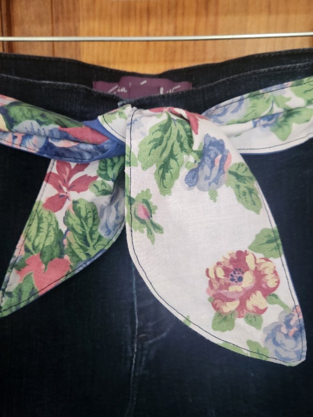 Upcycled Gloria Vanderbilt Denim Skirt & Sash Belt Sz 22W One of a Kind Ombre - Picture 6 of 12